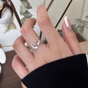 Yinruitai S925 Sterling Silver Flower <b>Open</b> <b>Ring</b> For Women Everyday Wear Korean Retro Style - Product Image 1