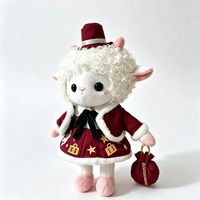 Ensemble de poupées en peluche mignonnes en forme de mouton, thème de vacances, jouet en peluche mouton de 17 cm avec porte-clés et figurine en peluche de collection de 25 cm
