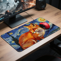 Tapis de souris de jeu XL Van Gogh Nuit étoilée motif renard, tapis de bureau antidérapant en caoutchouc écologique, surface lisse de qualité supérieure pour joueurs et bureau