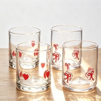 Vaso de Whisky, Agua, Jugo o Helado Transparente de 300 ml, con Lazo Rosa, Personalizado, de Alta Calidad, Hecho a Mano