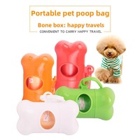 Distributeur de sacs à déjections canines biodégradables en forme d'os, écologiques et portables, pour chiens et chats