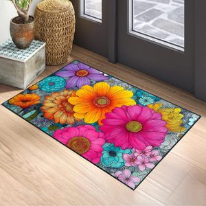 Tapis de bain en diatomite à motif floral peint à l'huile en 3D personnalisé, séchage rapide, antidérapant, en caoutchouc, pour salle de bain, toilettes, style moderne, hôtels - Product Image 1