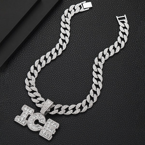 Stile americano europeo ciondolo 'ghiaccio' vetro oro strass Versatile Hip-Hop fibbia alla moda ciondoli ciondoli in lega - Product Image 6