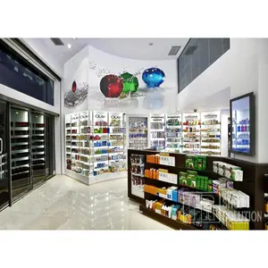 Góndola barco farmacia estante de vidrio estante Diseño Tienda de muebles para la decoración de interiores