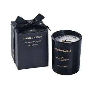 Nouvelle bougie parfumée en verre noir mat personnalisée et populaire en gros marque privée avec parfums de fleurs séchées pour cadeau décoration intérieure