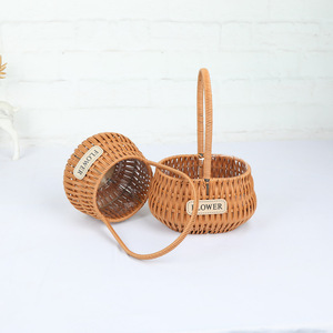 Wholesale Hand-woven <b>Flower</b> <b>Basket</b> Household Goods Fresh Natural Garden Rattan Storage Decoration - Product Image 1