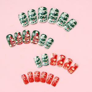 <span class=keywords><strong>Ongles</strong></span> press-on de Noël avec ruban adhésif en gelée, sans dommage pour les <span class=keywords><strong>ongles</strong></span>, retrait facile, motifs de Noël, vente en gros - Product Image 1