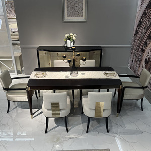 Ensemble de <span class=keywords><strong>table</strong></span> à manger moderne de luxe pour 6 à 8 personnes, style américain, <span class=keywords><strong>table</strong></span> et chaises de luxe léger, mobilier de restaurant - Product Image 2