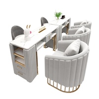 Ensemble table et chaise de manucure en acier inoxydable avec collecteur de poussière et aspirateur, design moderne pour salon de beauté