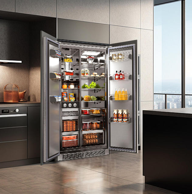 Built in Refrigerator 455L Stainless Steel Portable Side-by-Side Electric Low Noise Frost-Free Panel Ready Household US