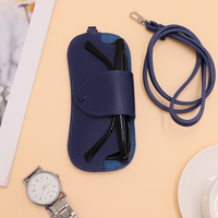 Étui à lunettes de soleil en cuir PU tendance avec cordon de cou, pochette de protection portable pour lunettes, sac de rangement de luxe pour lunettes de vue, idéal pour la décoration