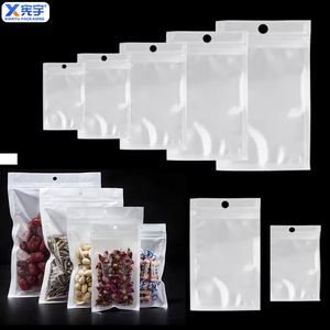 Op maat gemaakte logo transparante witte hersluitbare plastic zak met hanggat voor elektronische producten, telefoonhoesjes, sieraden, datakabels - Product Image 3