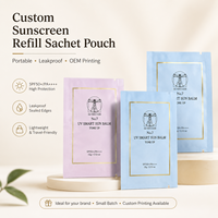 Sachet cosmétique imprimé sur mesure pour liquides, soins de la peau, écran solaire, lotion, crème visage, shampoing, nettoyant, mini-pochette échantillon en aluminium