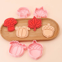 Automne récolte série plastique 2 pièces emporte-pièces citrouille feuille d'érable 3D dessin animé bricolage argile imprimé Biscuits