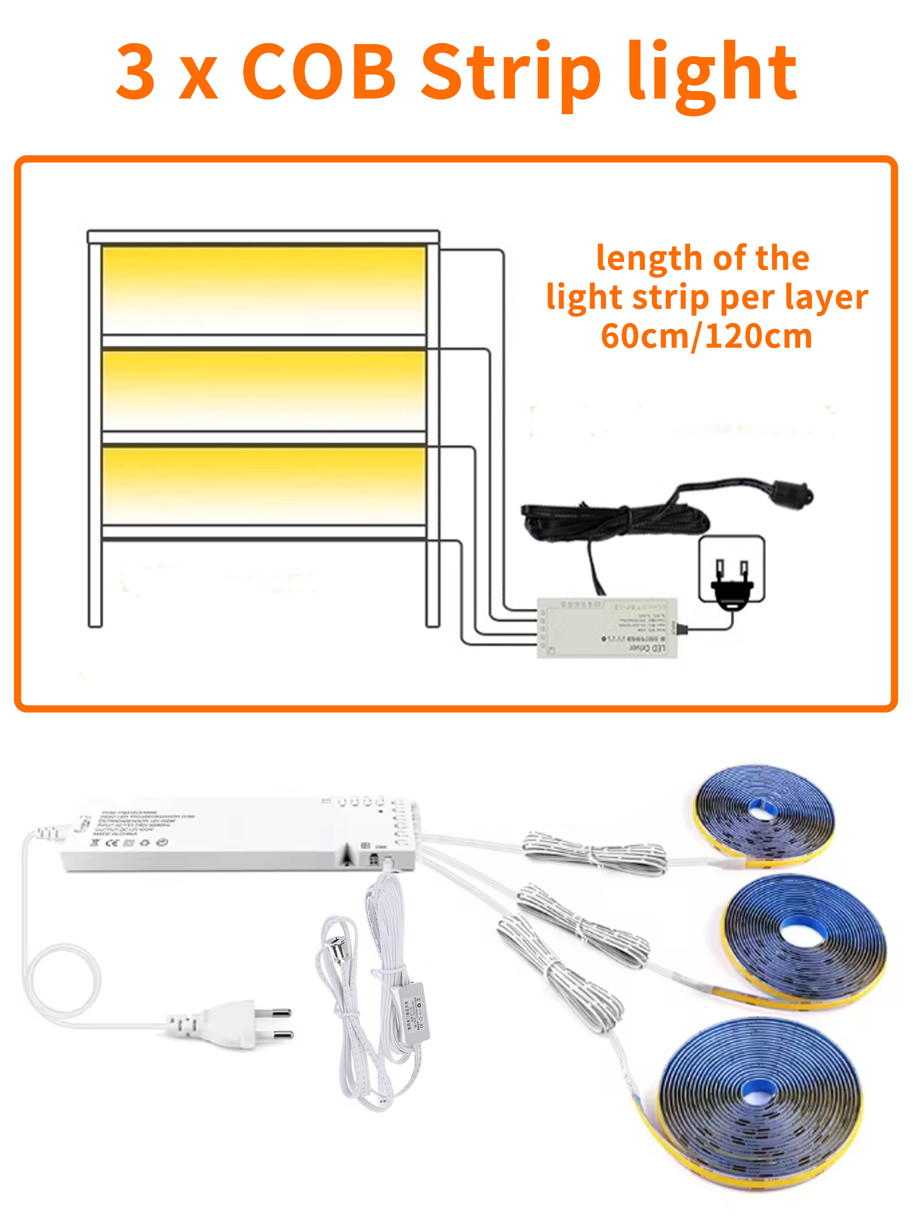 3 bandes lumineuses COB.