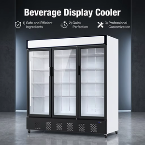 Réfrigérateur vertical commercial grande capacité à 3 portes pour la présentation de bières, avec compresseur inférieur et réfrigération par tubes en cuivre, pour supermarché - Product Image 3