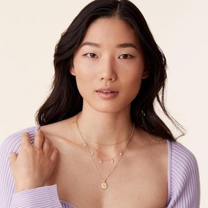 Vente en gros de collier en acier inoxydable plaqué or 14K de conception simple pour les femmes Trendy Stacked Six <span class=keywords><strong>Star</strong></span> Mansion Pendant <span class=keywords><strong>Butterfly</strong></span> - Product Image 4