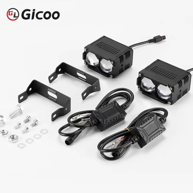LED Auxiliary Light 80W High Power for Motorcycle Led Auxiliary Driving Lamp Offroad Motor Fog Light High Low Beam Dual Color