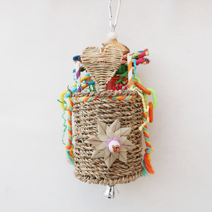 Durable <strong>Parrot</strong> Bird <strong>Toy</strong> Handwoven Grass Weaving Bite String Fruit Tearing Bird Cage Hanger Pet Grinding Teeth Play <strong>Toy</strong>