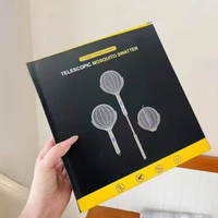 Raquette électrique anti-moustiques télescopique, rotative à 360 degrés, pliable, rechargeable, avec lumière UV, pour la maison et l'intérieur