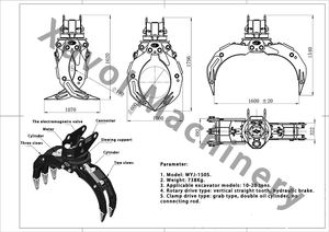 หัวคีบหินสำหรับรถขุด WYJ150S ของแท้ สำหรับรถขุดขนาด 10 ถึง 20 ตัน พร้อมหัวคีบแบบกระบอกสูบคู่ - Product Image 5