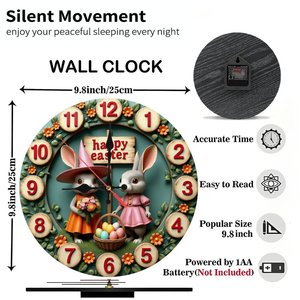 Round Wooden Wall <b>Clock</b> 25x25Cm Rustic Wood Grain <b>Silent</b> Non Ticking Farmhouse Home Decoration <b>Clock</b> - Product Image 2