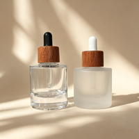 Flacon compte-gouttes marron en verre givré vert pour sérum essentiel, 15 ml, 30 ml, 50 ml, pour emballage de produits de soin