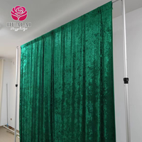 FBJ016 - Rideau de fond de scène de mariage en velours coloré vert émeraude, blanc ivoire, rose blush, plusieurs couleurs au choix