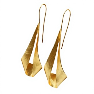 Geometric Gold Plated Brass Drop <b>Earrings</b> Women's Fashion Dangle <b>Earrings</b> Classic Style Jewelry - Product Image 1