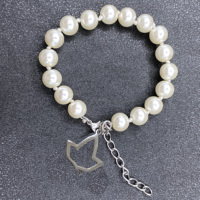 Sororité 10mm blanc lourd verre perle en acier inoxydable creux contour lierre pendentif collier Bracelet ensemble femmes bijoux fête cadeau