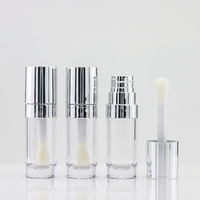 Grand Tube de Brillant à Lèvres Argenté avec Pinceau 10ml, Conteneur d'Emballage Cosmétique, Tube Rond en Plastique, Bouteille Vide pour Brillant à Lèvres, Vente en Gros