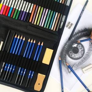 New High Quality <b>Charcoal</b> Sketching Wood Free Graphite Pencil Set 51 Pieces Nylon <b>Bag</b> Drawing Stationery - Product Image 2
