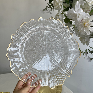 Wedding Party Decoration 13 Inch Decorative Round Acrylic Clear <strong>Plastic</strong> Charger <strong>Plate</strong> With Gold Rim for Event <strong>Dinner</strong> <strong>Plate</strong> - Product Image 2
