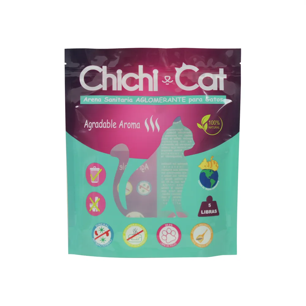 맞춤형 지퍼 애완 동물 식품 포장 가방 플라스틱 치료 고양이 인쇄 파우치 포장 고양이 쓰레기 플랫 바닥 가방