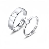 Ensemble de bagues de couple en cuivre Jeutelis - Design à fermoir avec icône cœur, bague de promesse sentimentale pour elle et lui