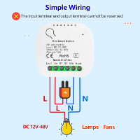 Interrupteurs à télécommande 433 MHz, émetteur mural 1 canal, 10A DC12-48V, interrupteur d'éclairage pour lampe LED