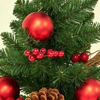 Mini-sapins de Noël artificiels en PVC Merry Tree pour table (vert et rouge) avec cônes de pin et baies, tailles 30-60 cm, personnalisables pour Noël