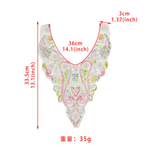 Applique de luxe brodée de sequins violets pour encolure, patch de col en dentelle résille pour robe de mariée, abaya et vêtements musulmans - Product Image 6