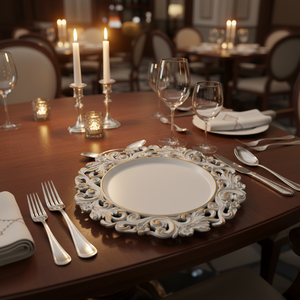 Plato de Presentación Moderno y Lujoso de 13 Pulgadas, Duradero, de PP, con Diseño Personalizado para Cenas de Boda y Eventos de Carne - Product Image 5