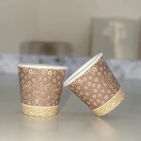 Gobelet en papier jetable de 2-5 oz, haute qualité, à paroi simple, écologique, avec logo personnalisé imprimé en feuille d'or, pour boissons chaudes et café