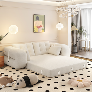 Canapé d'angle convertible 3-en-1 pliable, design modulaire moderne et écologique, housse Teddy durable, idéal appartement et hôtel - Product Image 3