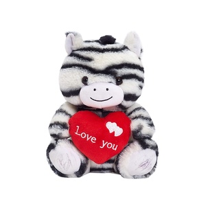 All'ingrosso carino Zebra peluche san valentino animali bambola con cuscino rosso cuore Custom PP cotone - Product Image 1