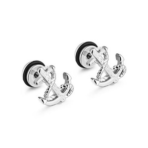 Boucles <span class=keywords><strong>d</strong></span>'oreilles clous en acier inoxydable doré ancre pour homme – Meilleure vente usine - Product Image 3