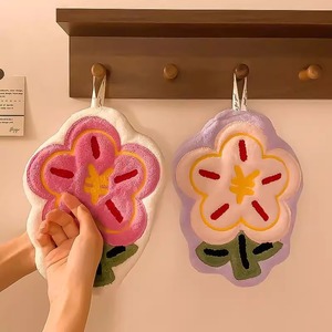 Hand <b>Towel</b> 60 Cm Embroidered Flower Design With <b>Hook</b> For Kitchen Bathroom - Product Image 2