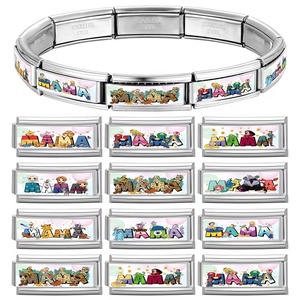 Bracelet à breloques italien Y2K de 2 cm de long, en acier inoxydable, rose mignon, modulaire, pour femme, bijou tendance, cadeau, vente en gros - Product Image 2