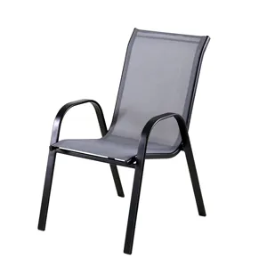 Meubles en métal étanches à l'eau en aluminium corde en osier rotin gartenstuhl fauteuil en métal Teslin maille loisirs café chaise de salle à manger