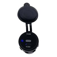 Prise rapide double USB-C PD 60W 12V/24V avec couvercle étanche pour montage sur panneau de voiture, bateau, camping-car, moto