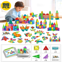 Bloques Magnéticos de Construcción, 96 Piezas, Caja Metálica Portátil, Juego de Bloques Magnéticos para Niños, Viajes, Aprendizaje STEM, Regalo para Niños Mayores de 3 Años