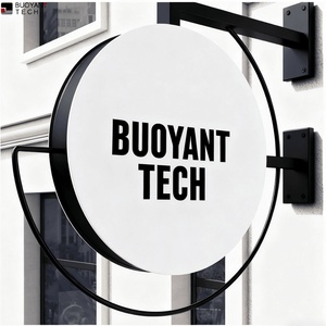 Custom Double Side Round Outdoor Advertising <b>Letters</b> Lightbox Logo LED <b>Light</b> Box for Shop Storefront - Product Image 1