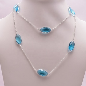 Collier en argent Sterling 925 pour homme, bijoux en pierre précieuse de Quartz d'améthyste vert naturel, collier plaqué en argent - Product Image 5